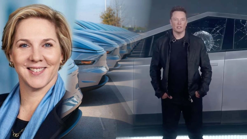 Tesla-styreleder Robyn Denholm og Elon Musk
