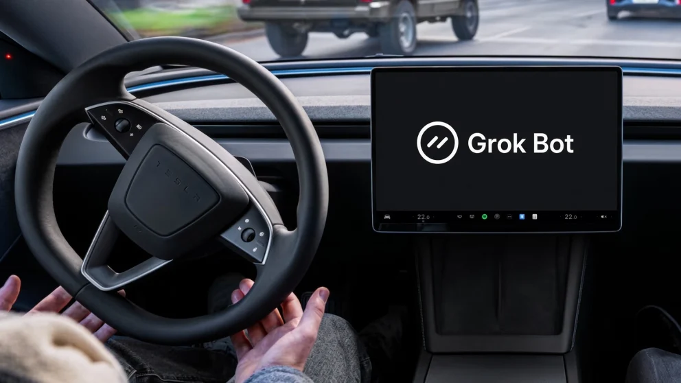Tesla ruller ut Grok Bot i bilene – styrer e-post, kalender og bestillinger med stemmen