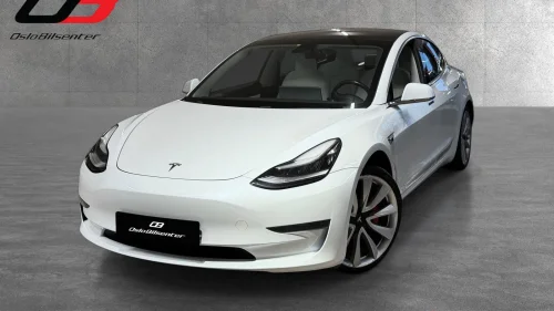 TESLA Model 3 PERFORMANCE AWD 490HK/HVIT SKINN/ACC/KAMERA/PANO/EU2027