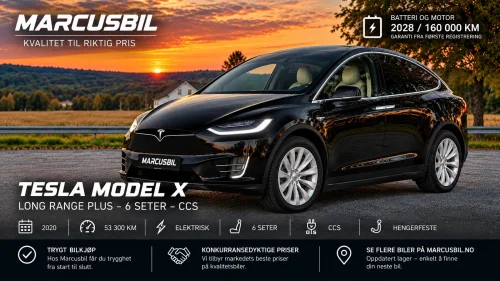 TESLA Model X Long Range Plus – 6-seter – FSD – CCS – Hengerfeste