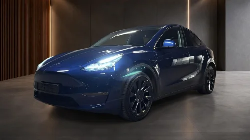 TESLA Model Y LONG RANGE-AWD-BLÅ METALLIC-EN EIER-KROK-PANO-INDUCTION