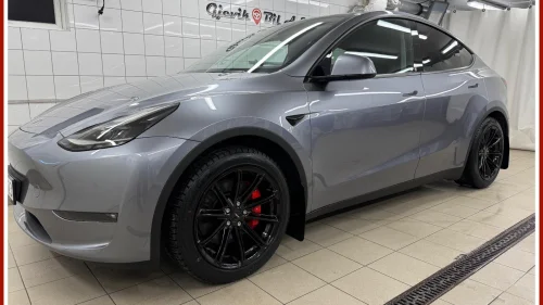 TESLA Model Y 4X4 Performance med en nydelig farge.