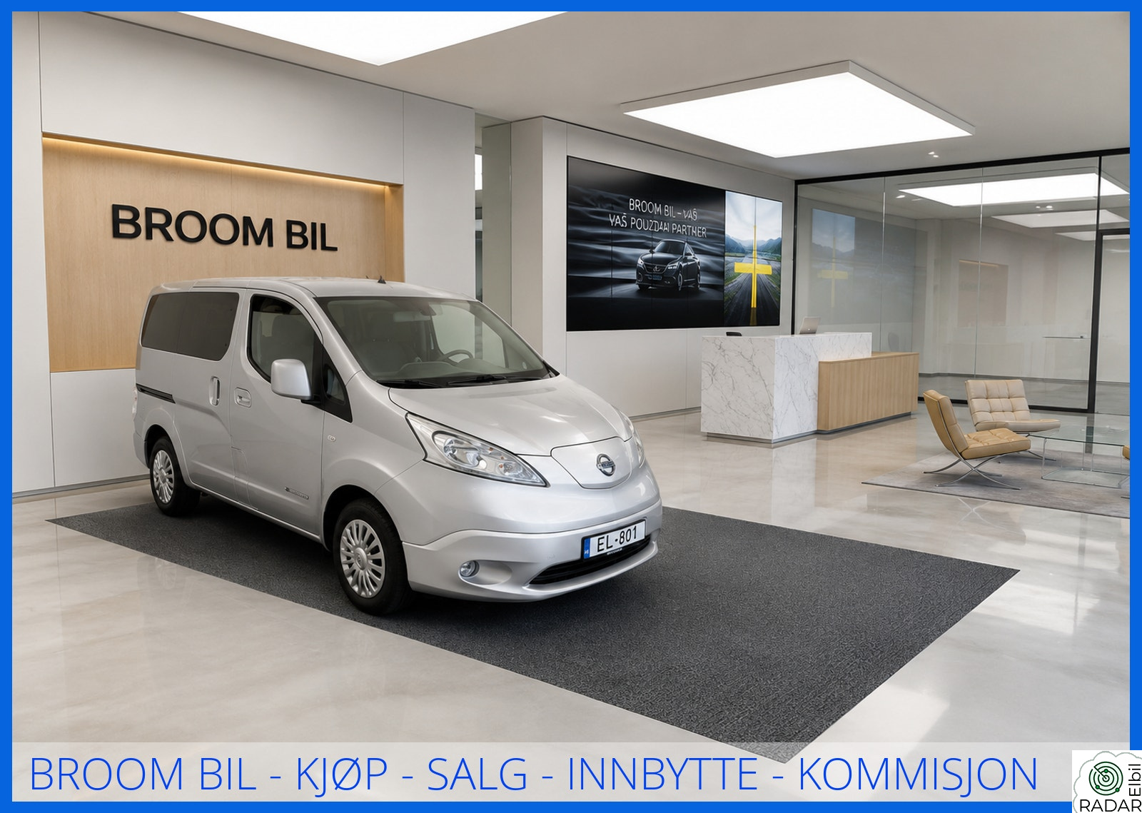 NISSAN e-NV200 EVALIA 7-SETER 200KM/KAMERA/NAVI/2xSKYVEDØR/VARME RATT/