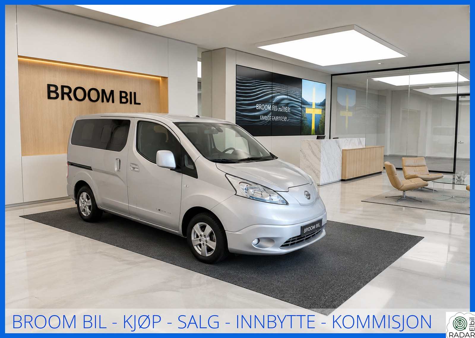 NISSAN e-NV200 EVALIA 7-SETER 200KM/KAMERA/NAVI/2xSKYVEDØR/VARME RATT/