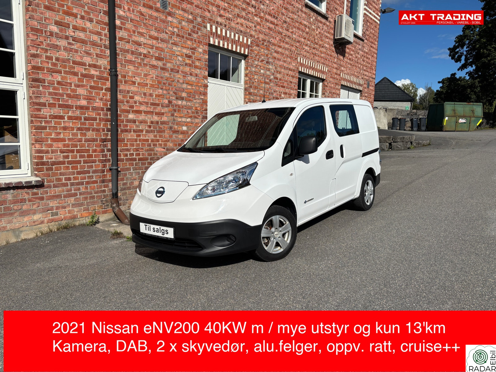 NISSAN e-NV200 40 kWt Kamera/2xSkyvedør/LAV KM