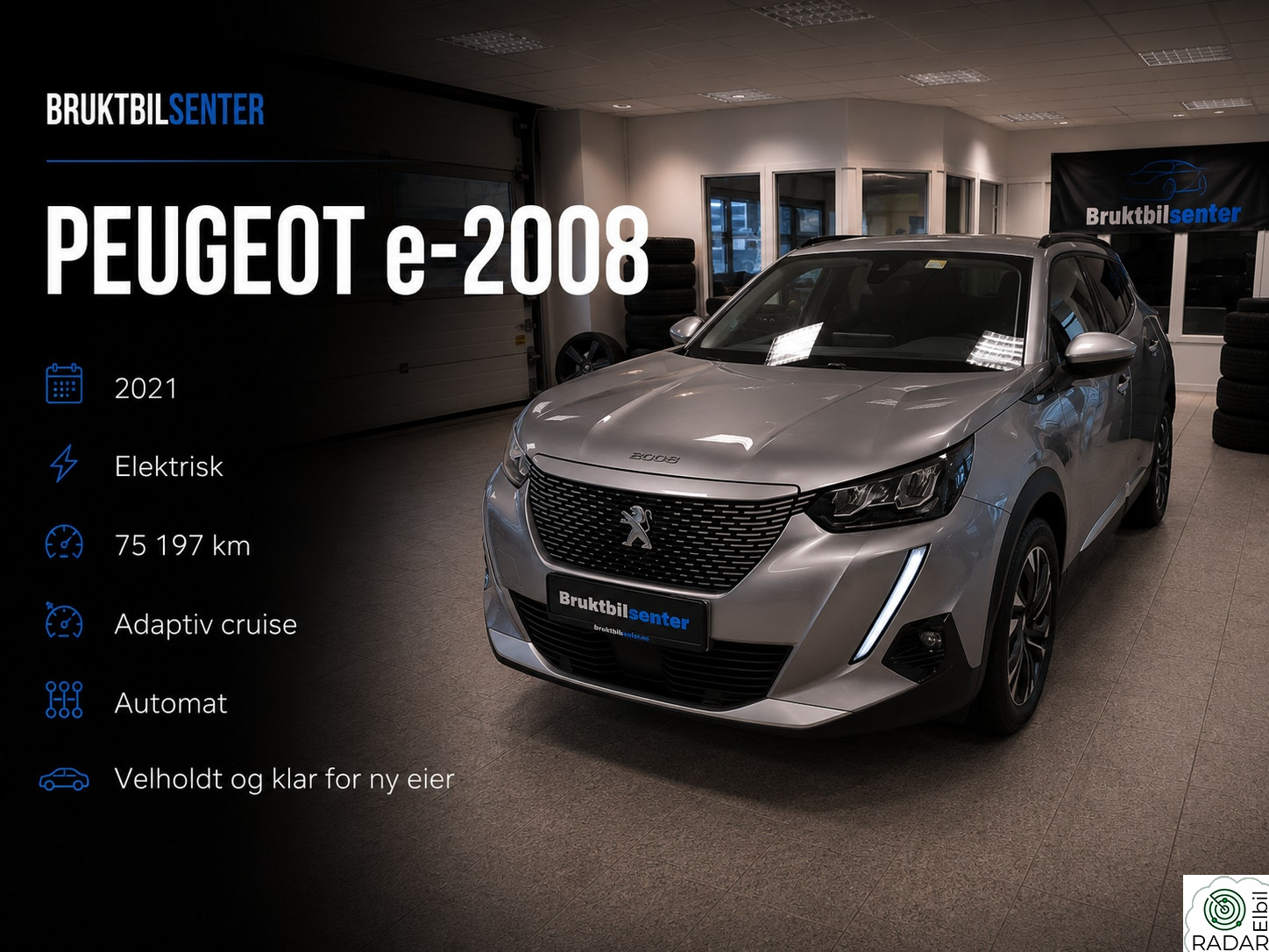 PEUGEOT 2008 Adaptiv Cruise|Automat|75 197 km|2 Hjulsett|Meget Pen