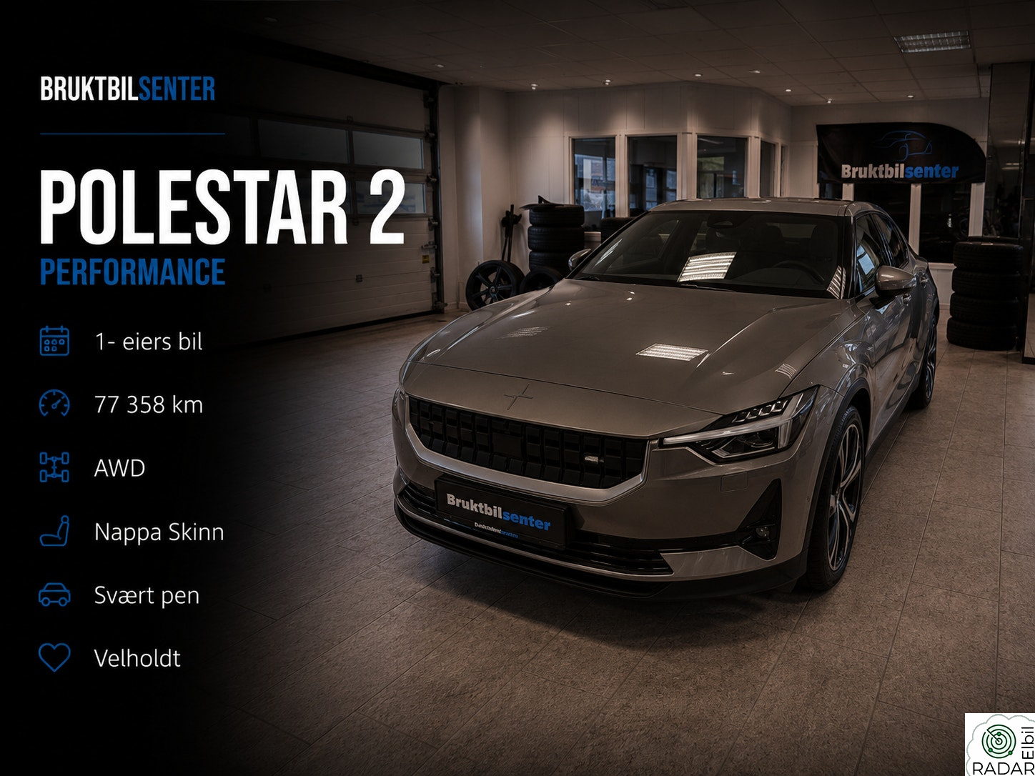POLESTAR 2 LR Performance| Pilot | Plus | 1 eier | Kun 77.358 km