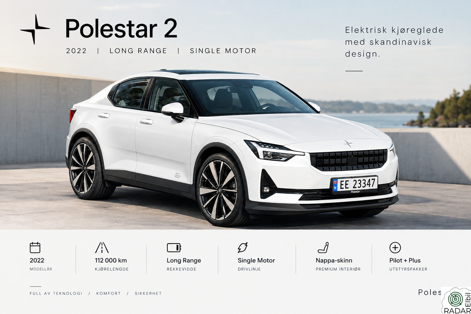 POLESTAR 2 Polestar 2 LR SM | Pilot | Plus | Nappaskinn m/kjøling