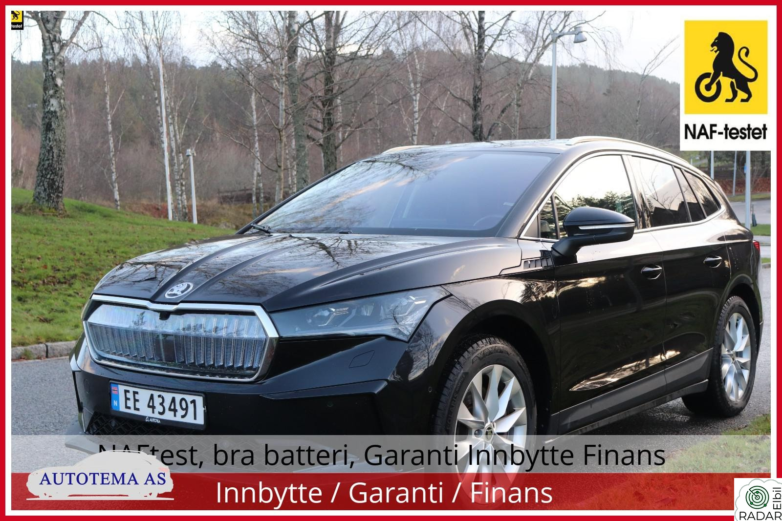 SKODA ENYAQ 80X iV 80X NAF-test. Batteritest. Panorama, Skinn, Krok
