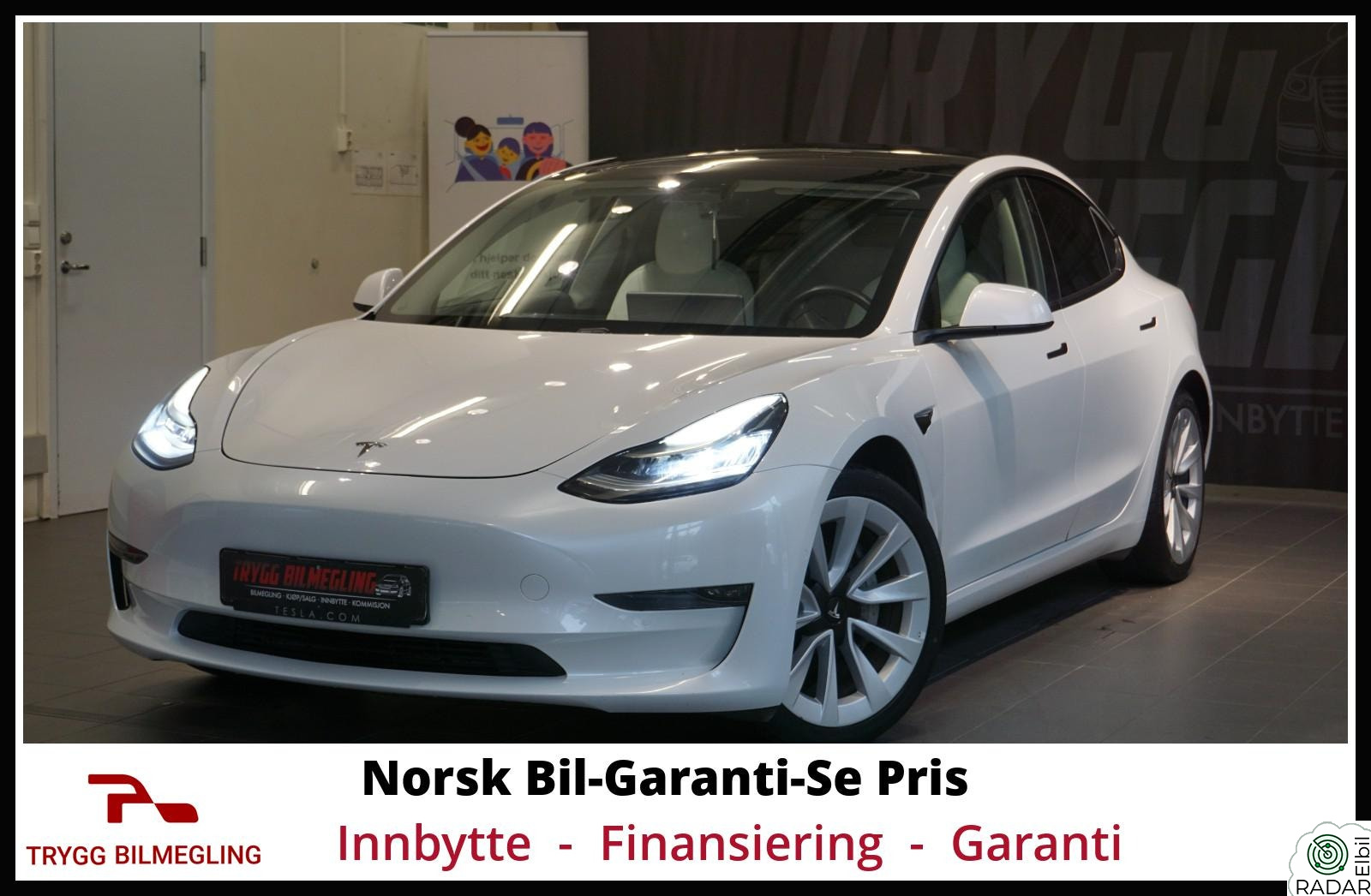 TESLA Model 3 LONG RANGE 4x4 AWD-VARME PUMPE-HENGER FESTE-GARANTI+++
