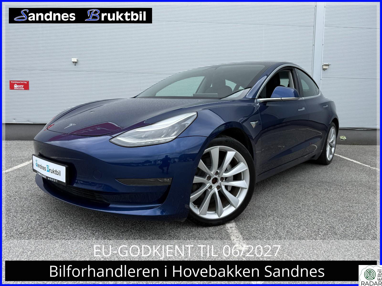 TESLA Model 3 LR 4X4 19",PANO,AUTOPILOT,TLF,DAB+,VARME SETER BAK,KROK