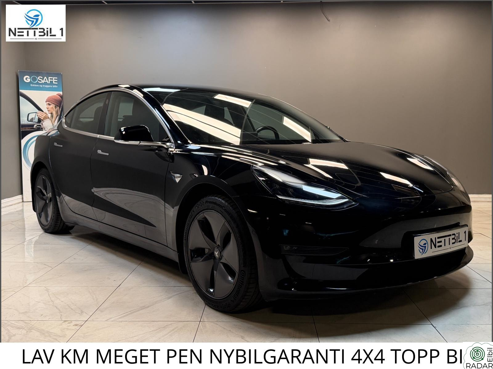 TESLA Model 3 LAV KM MEGET PEN NYBILGARANTI 4X4 TOPP BIL