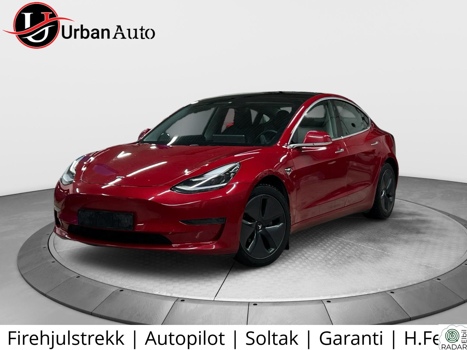 TESLA Model 3 Firehjulstrekk | Autopilot | Soltak | Garanti | H.Feste