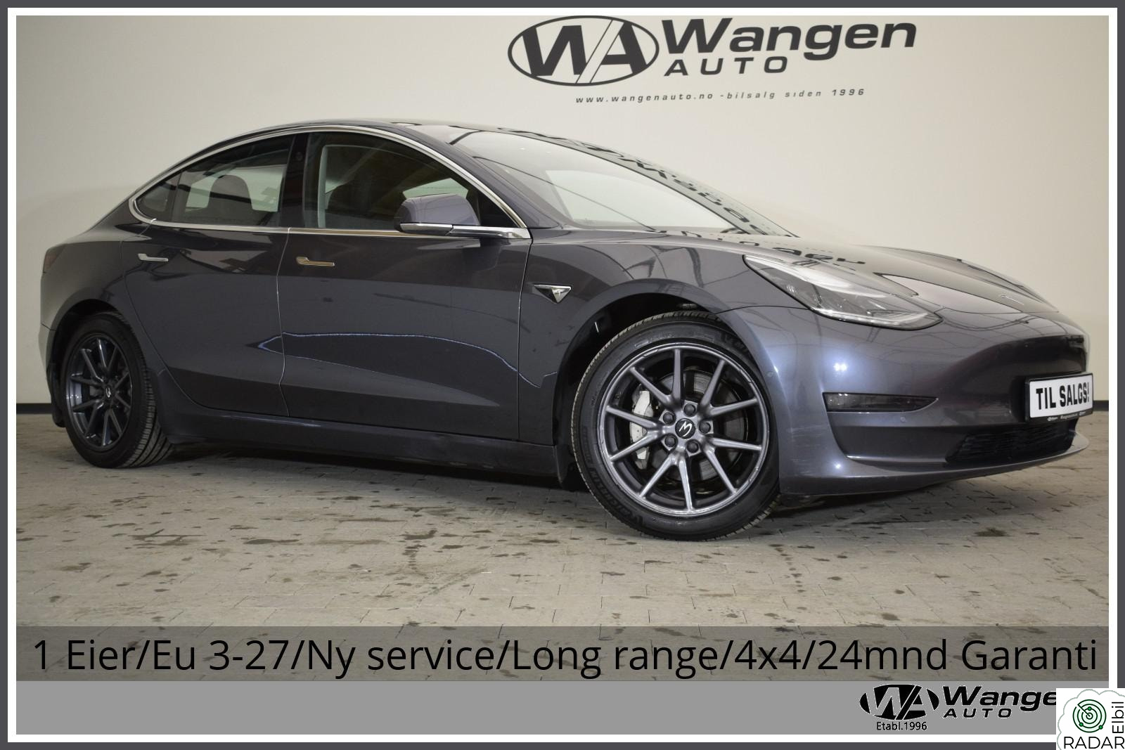TESLA Model 3 1 Eier/Eu 3-27/Ny service/Long range/4x4/24mnd Garanti