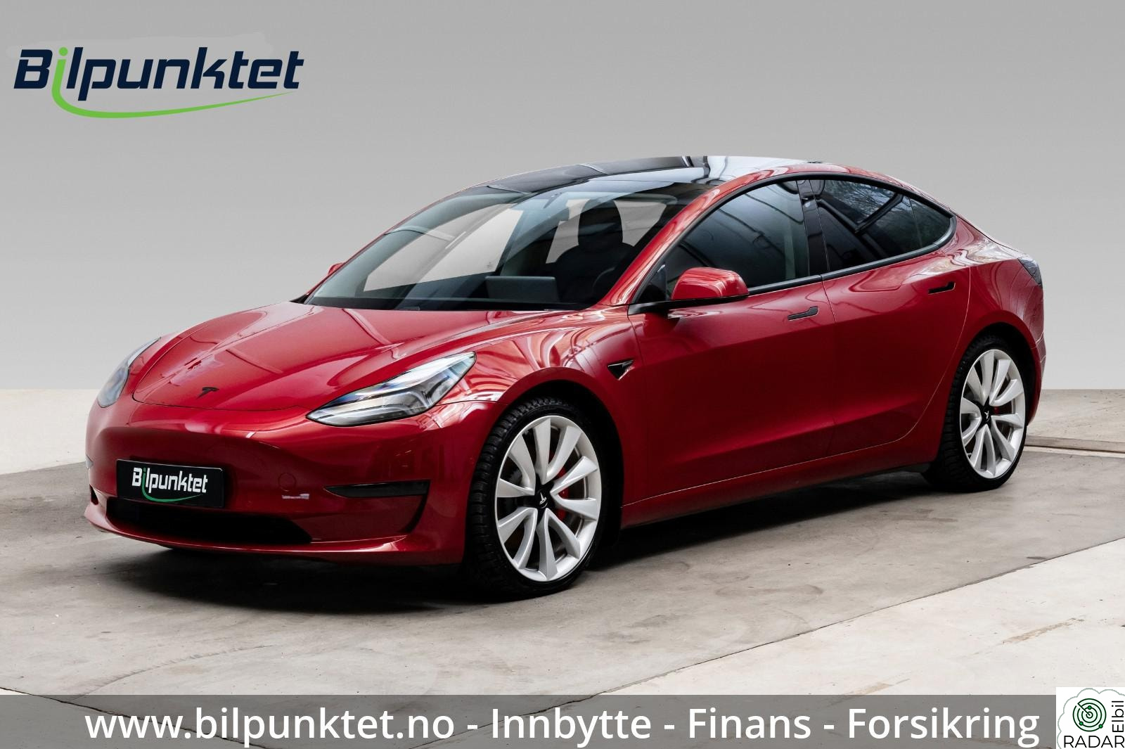TESLA Model 3 LR AWD Panorama Skinn Autopilot Hifi Krok 19"Tesla-Nova