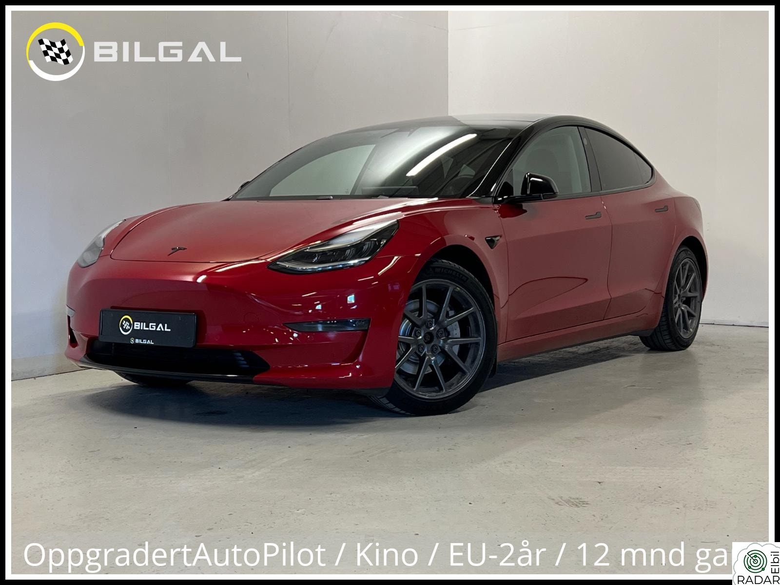 TESLA Model 3 LongRange 498HK 4x4 SortOptikk Premium Skinn HiFi Krok