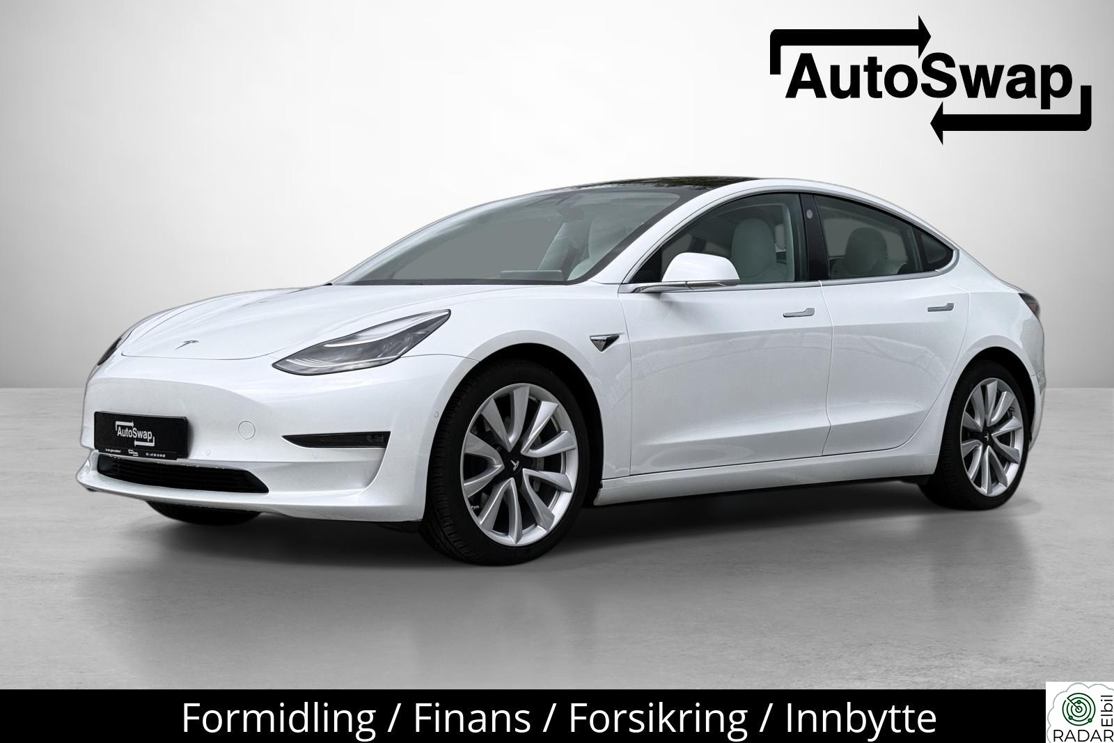 TESLA Model 3 Long Range AWD/560km/HvittSkinn/Pano/LavKM/EU2028/19+18