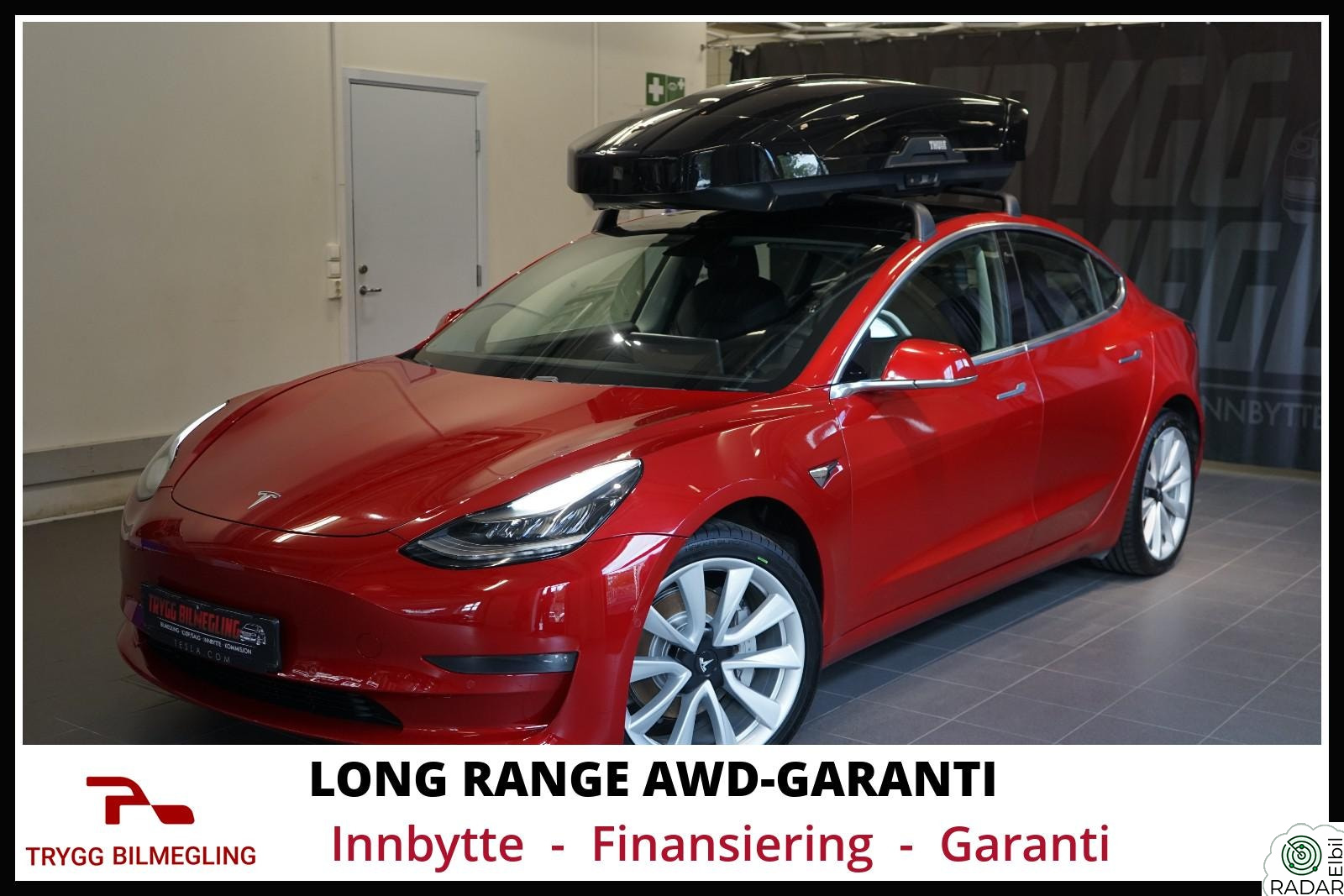 TESLA Model 3 LONG RANGE UTGAVE-AWD*1 EIER SIDEN NY*GARANTI*KROK++++