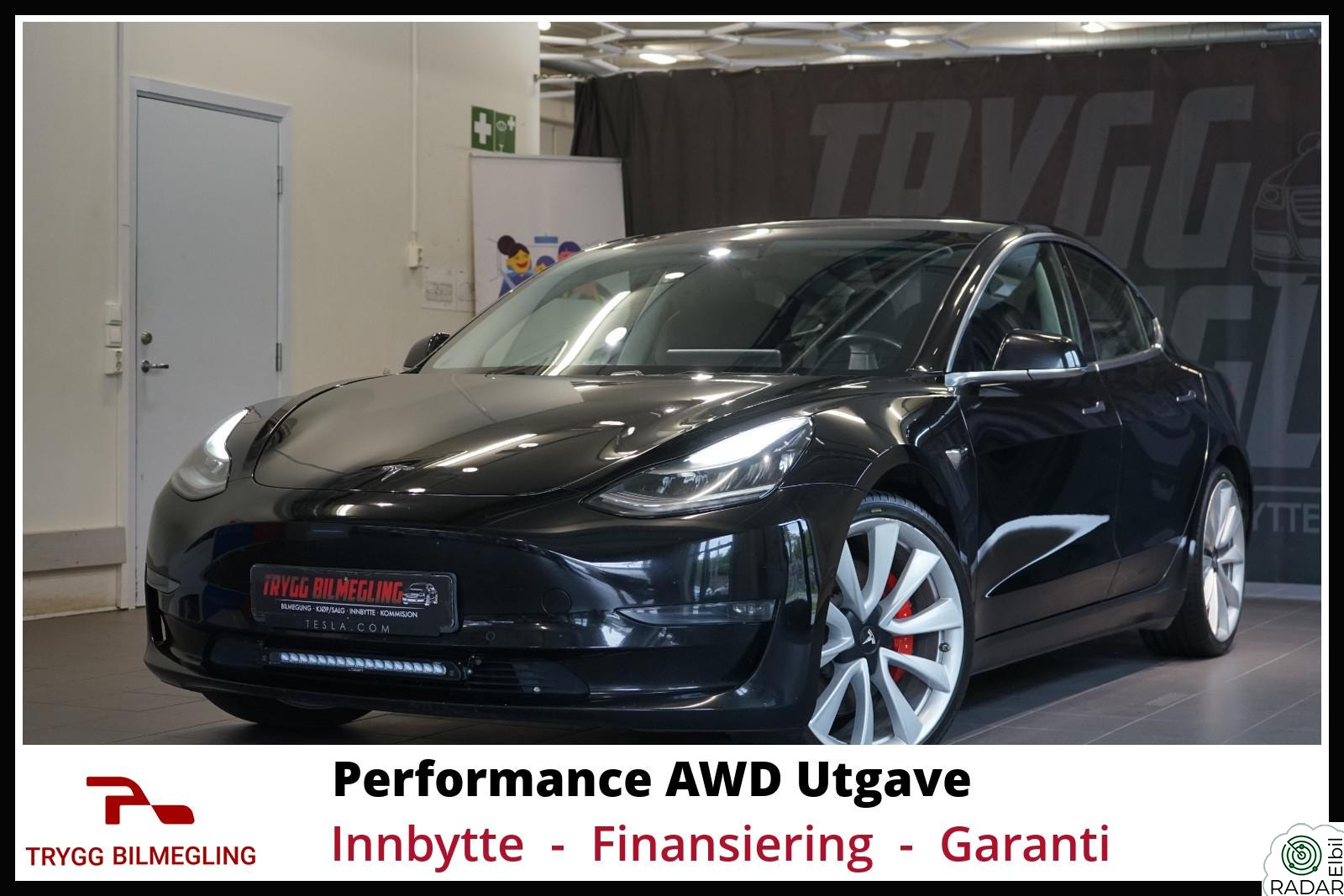 TESLA Model 3 PERFORMANCE AWD UTGAVE-SE DETALJER-SE UTSTYR-GARANTI+++