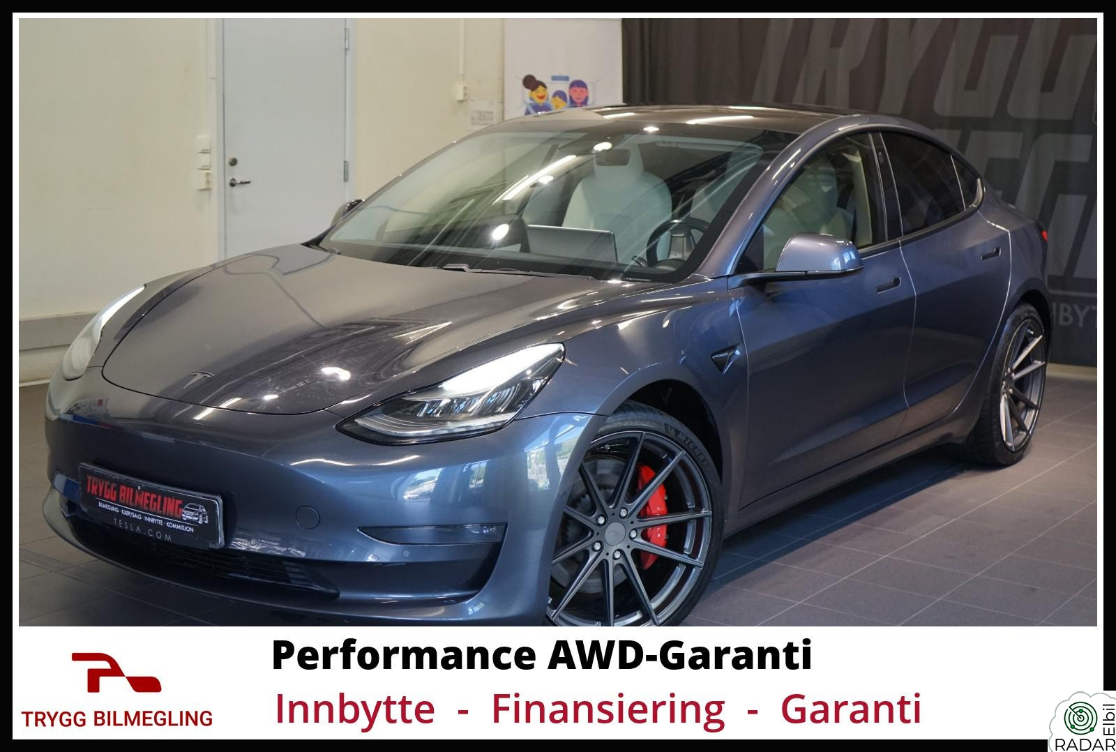 TESLA Model 3 PERFORMANCE AWD UTGAVE-SE DETALJER-SE UTSTYR-GARANTI+++