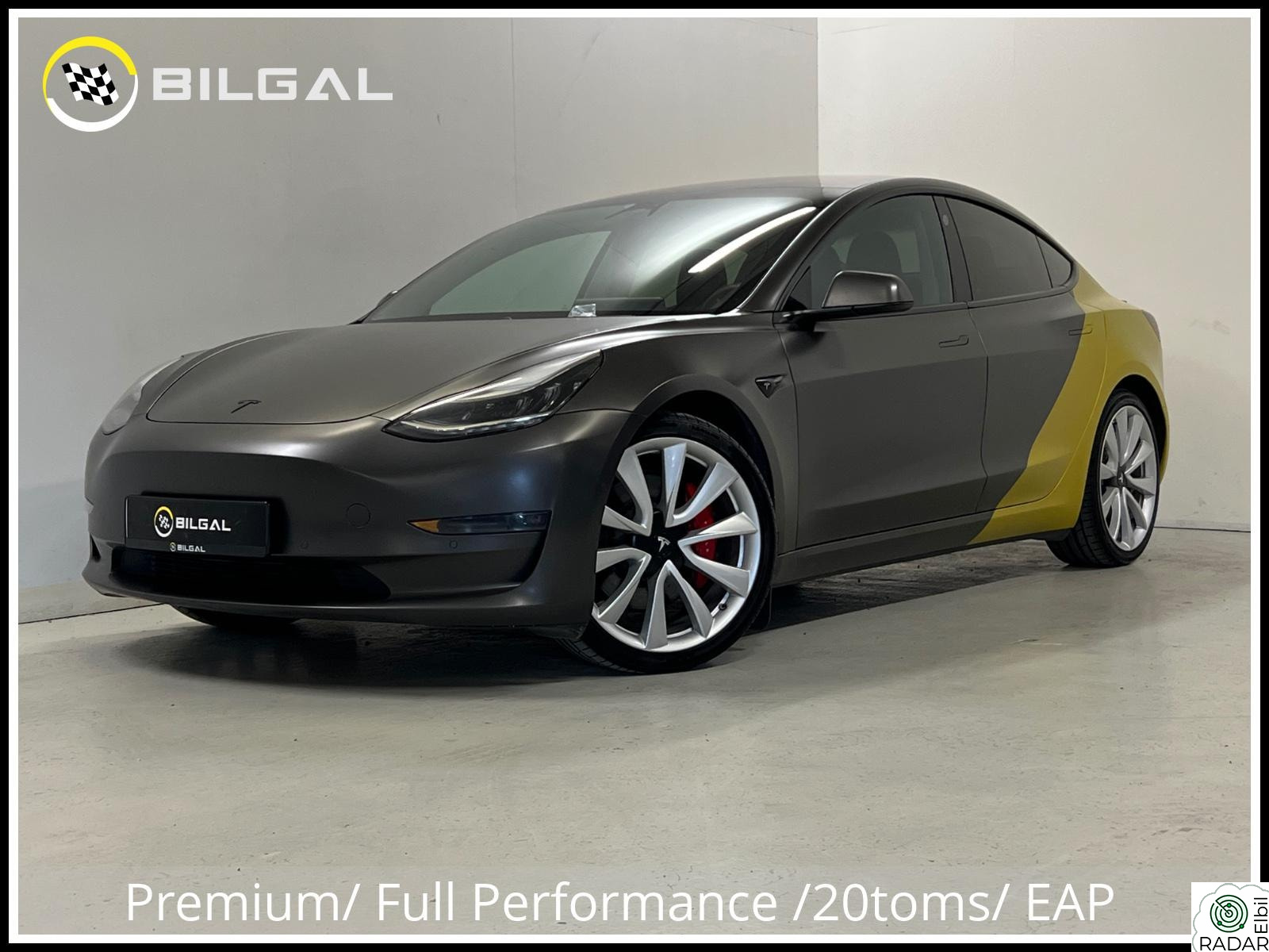 TESLA Model 3 Performance 4x4 SortOptikk HelFoliert Skinn TrackMode