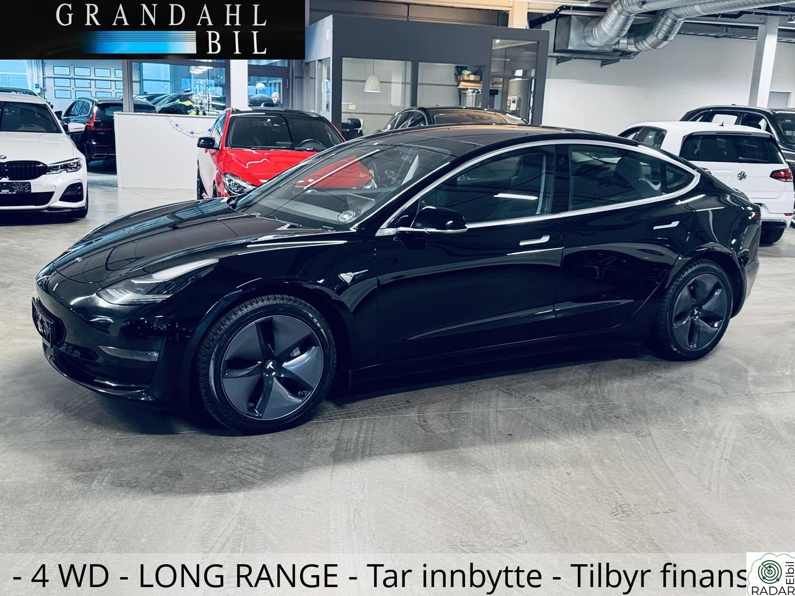 TESLA Model 3 LONG RANGE- 4 WD - Skinn - Autopilot - Tar innbytte