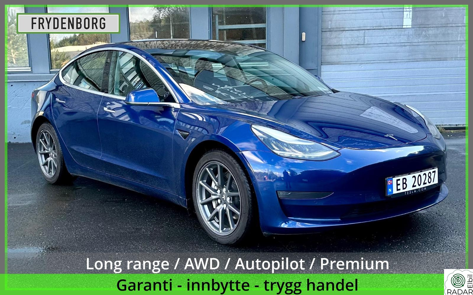 TESLA Model 3 Long Range AWD / PREMIUM LYD / AUTOPILOT / SKINNSETER