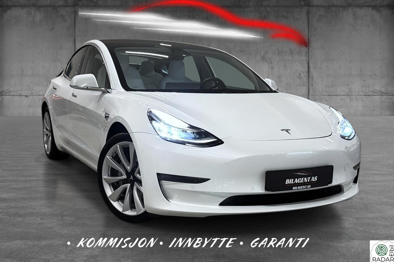 TESLA Model 3 LONG RANGE AWD WLTP 560KM | LAV KM | HVITT INTERIØR | +