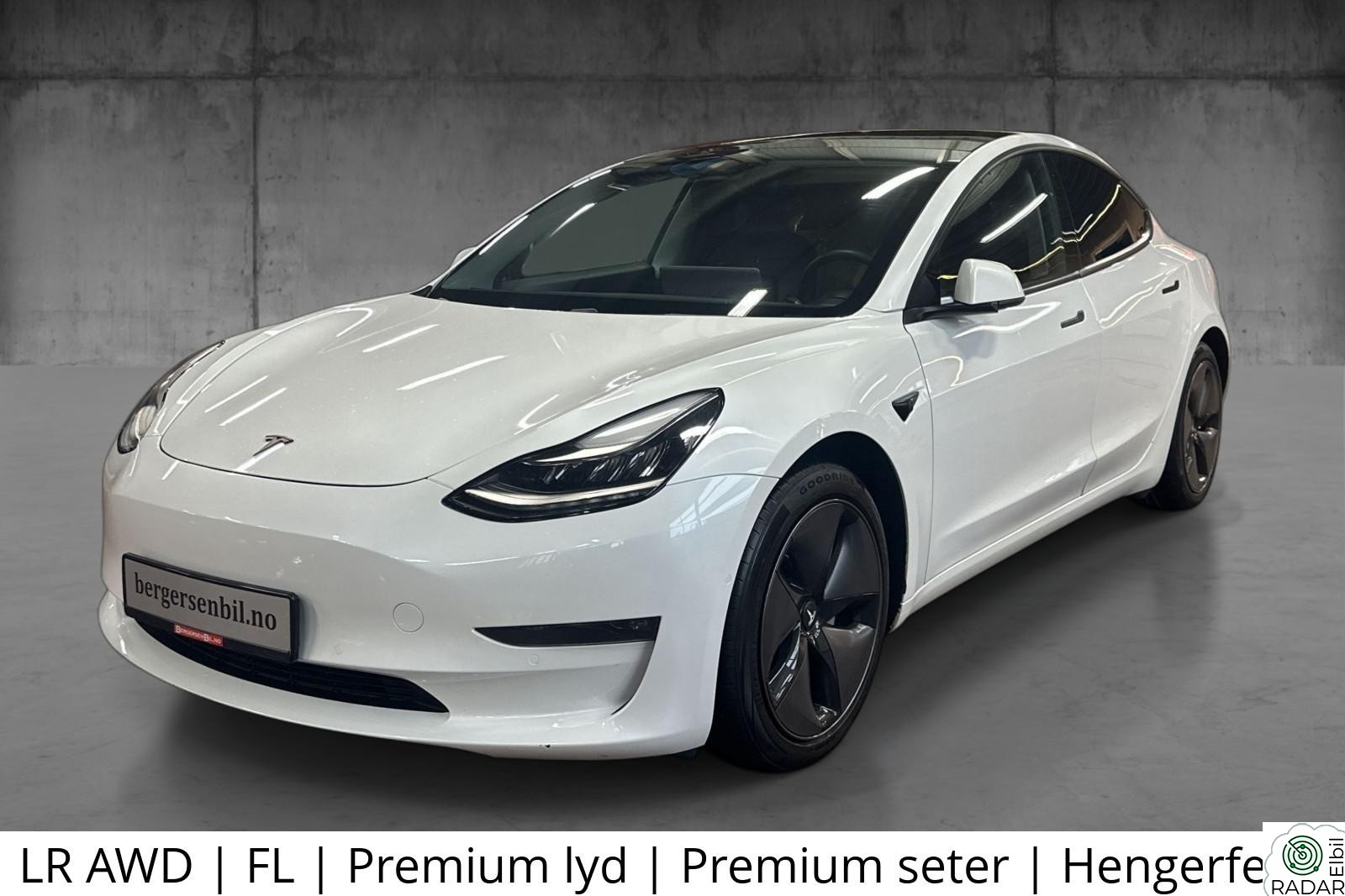 TESLA Model 3 LR AWD | FL | Premium lyd | Premium seter | Hengerfeste