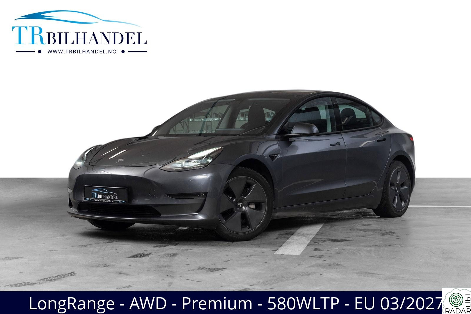 TESLA Model 3 LongRange/AWD/H. feste/ Takstativ/V.pumpe/PremLyd/Pano