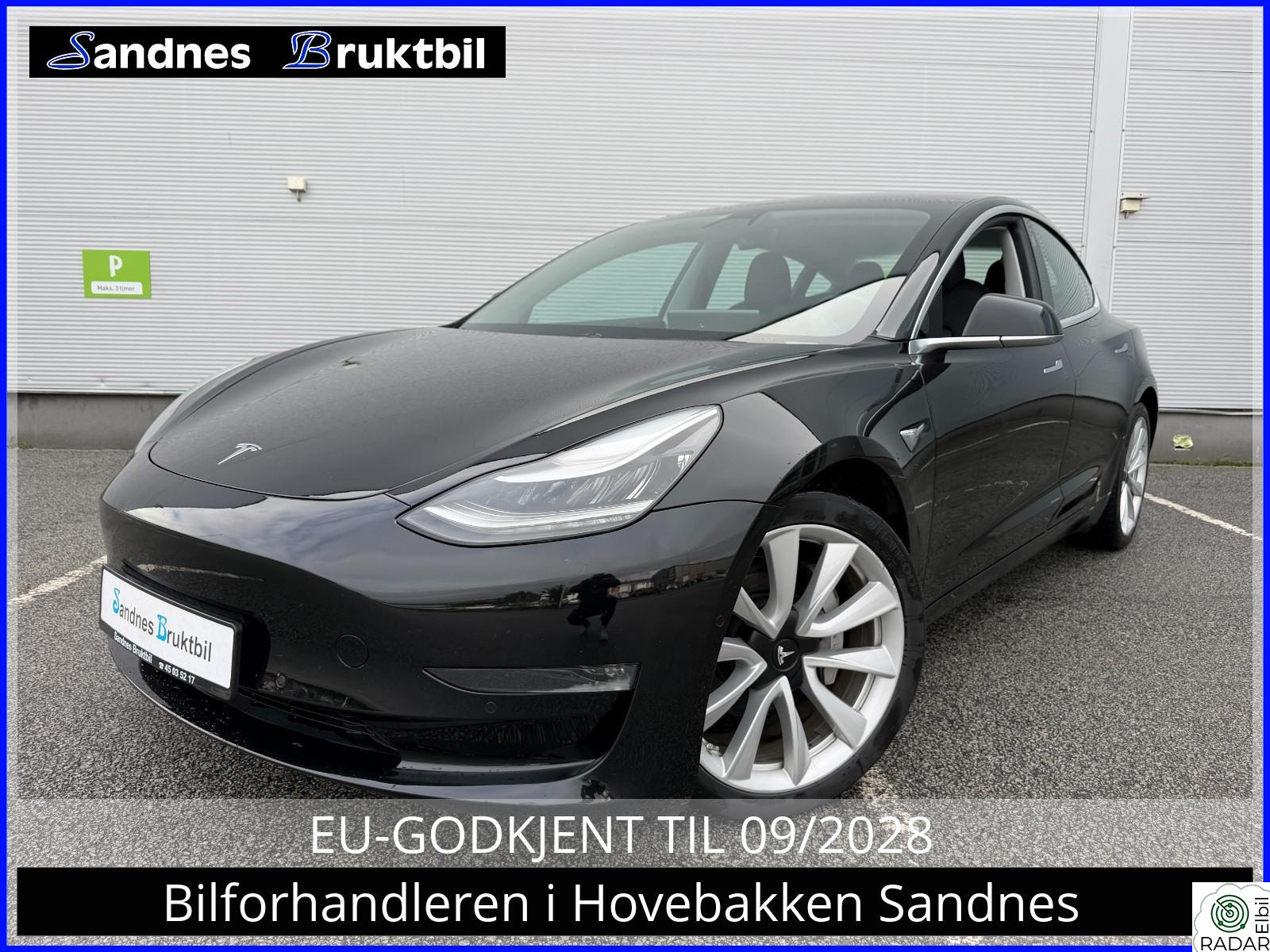TESLA Model 3 LONG RANGE SKINN,PANO,KAMER,ACC,19" SOMMER,NAVI,TLF