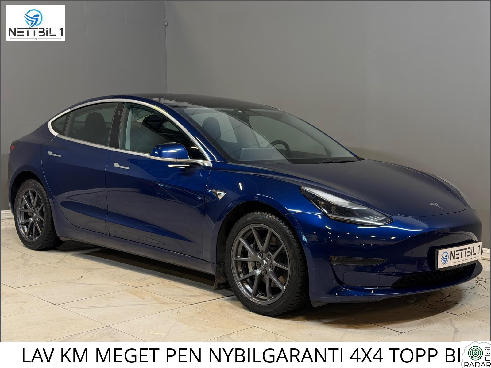 TESLA Model 3 LAV KM MEGET PEN NYBILGARANTI 4X4 TOPP BIL
