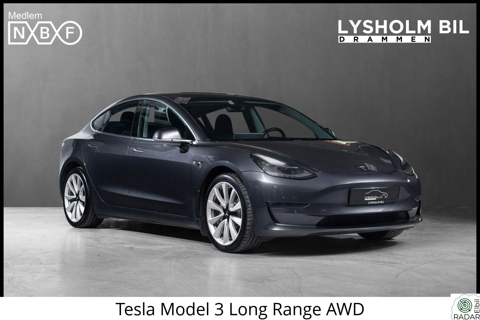 TESLA Model 3 Long Range AWD /1 eiers bil/ACC/Premium lydanlegg/Navi/