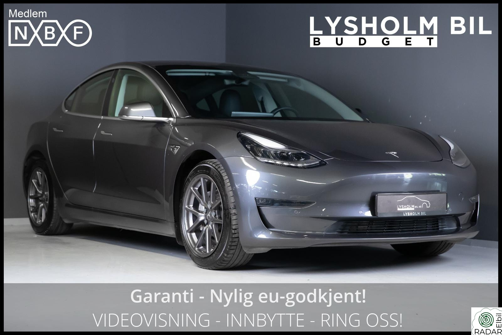TESLA Model 3 Long Range AWD/Premium/Skinn/Autopilot/3900,- pr.mnd