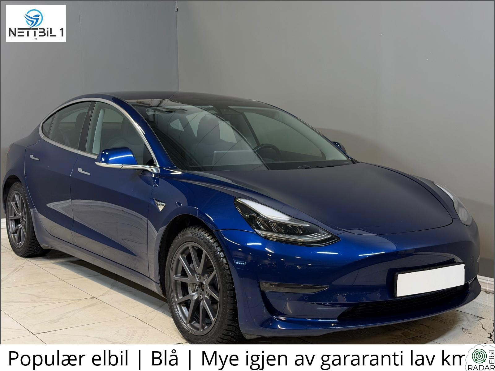 TESLA Model 3 Populær elbil | Blå | Mye igjen av gararanti lav km +++
