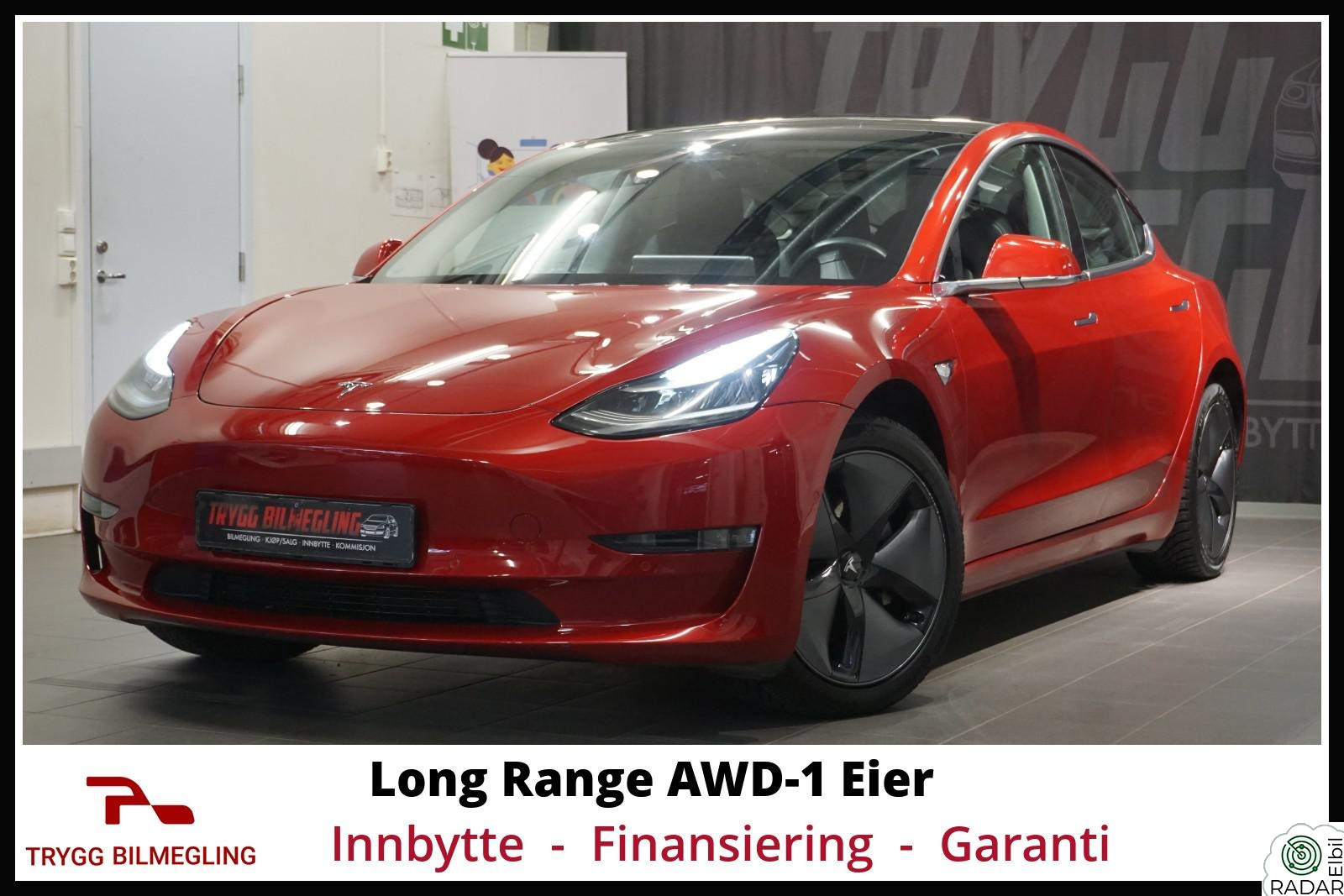 TESLA Model 3 LONG RANGE AWD 4x4*LAV KM*NORSK BIL*MEDFØLGER GARANTI++