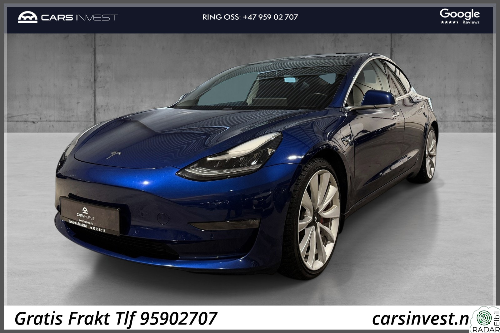 TESLA Model 3 513hk 4x4 Performance Skinn|Netflix|Kamera|Acc
