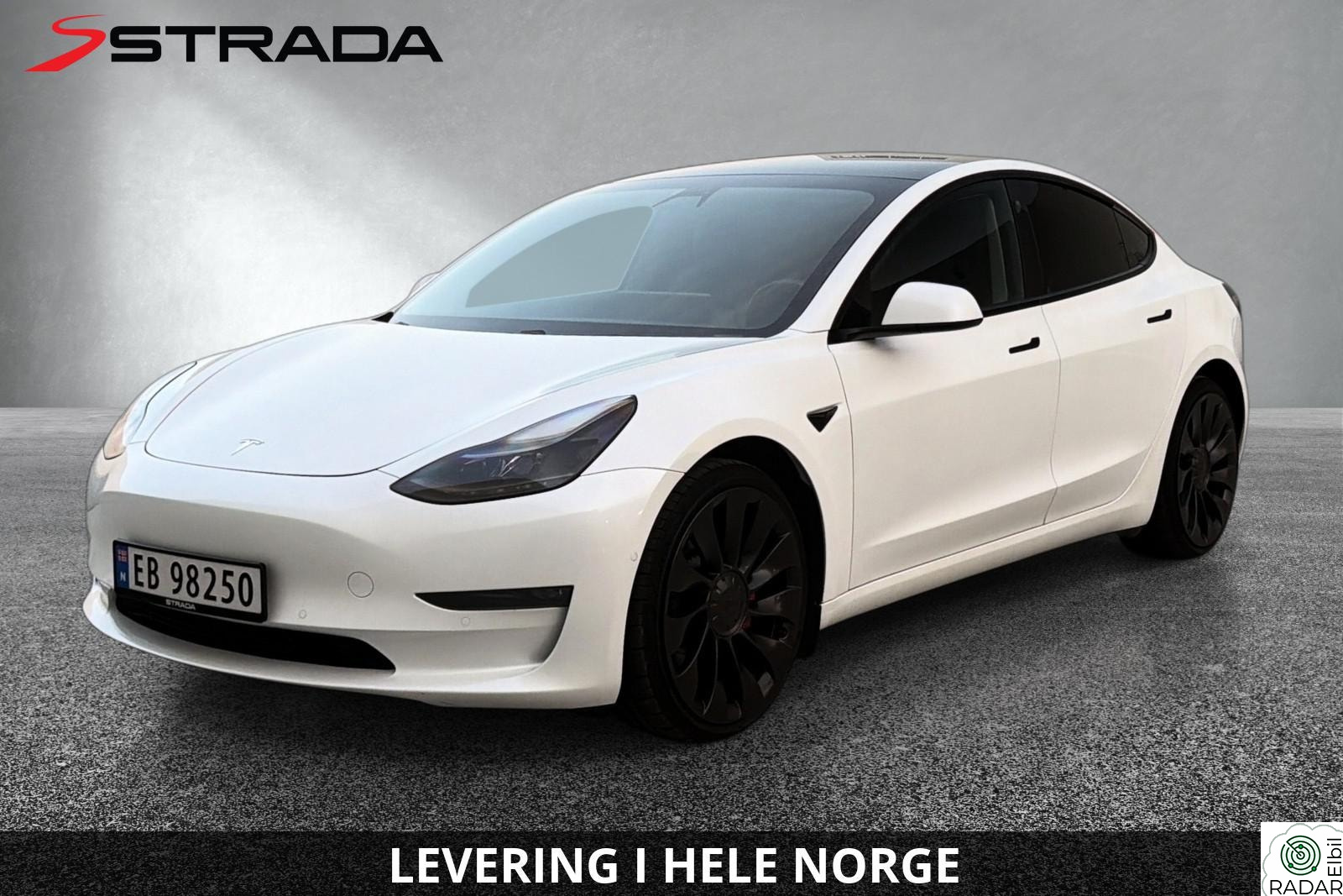 TESLA Model 3 PERFORMANCE/AWD/21"/PREMIUM/AP/VARMEPUMPE/567KM/GARANTI