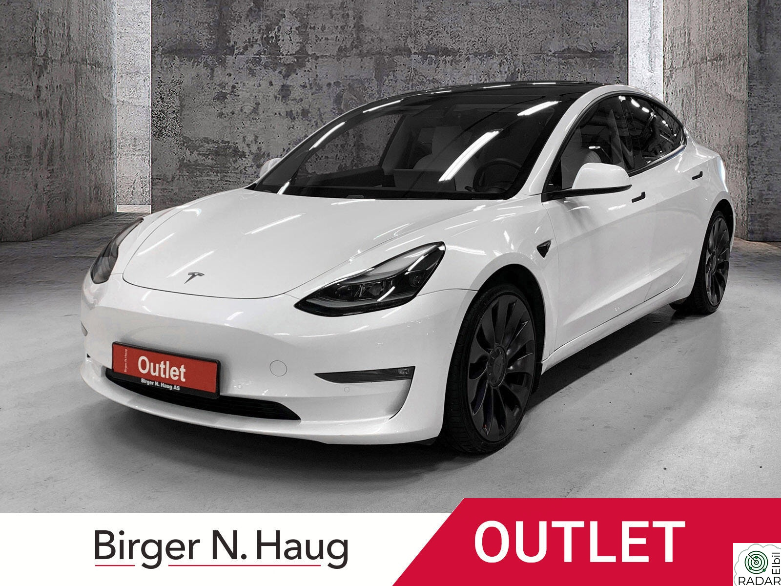 TESLA Model 3 Performance AWD /Outlet/Hvit Skinn/HELGETILBUD/
