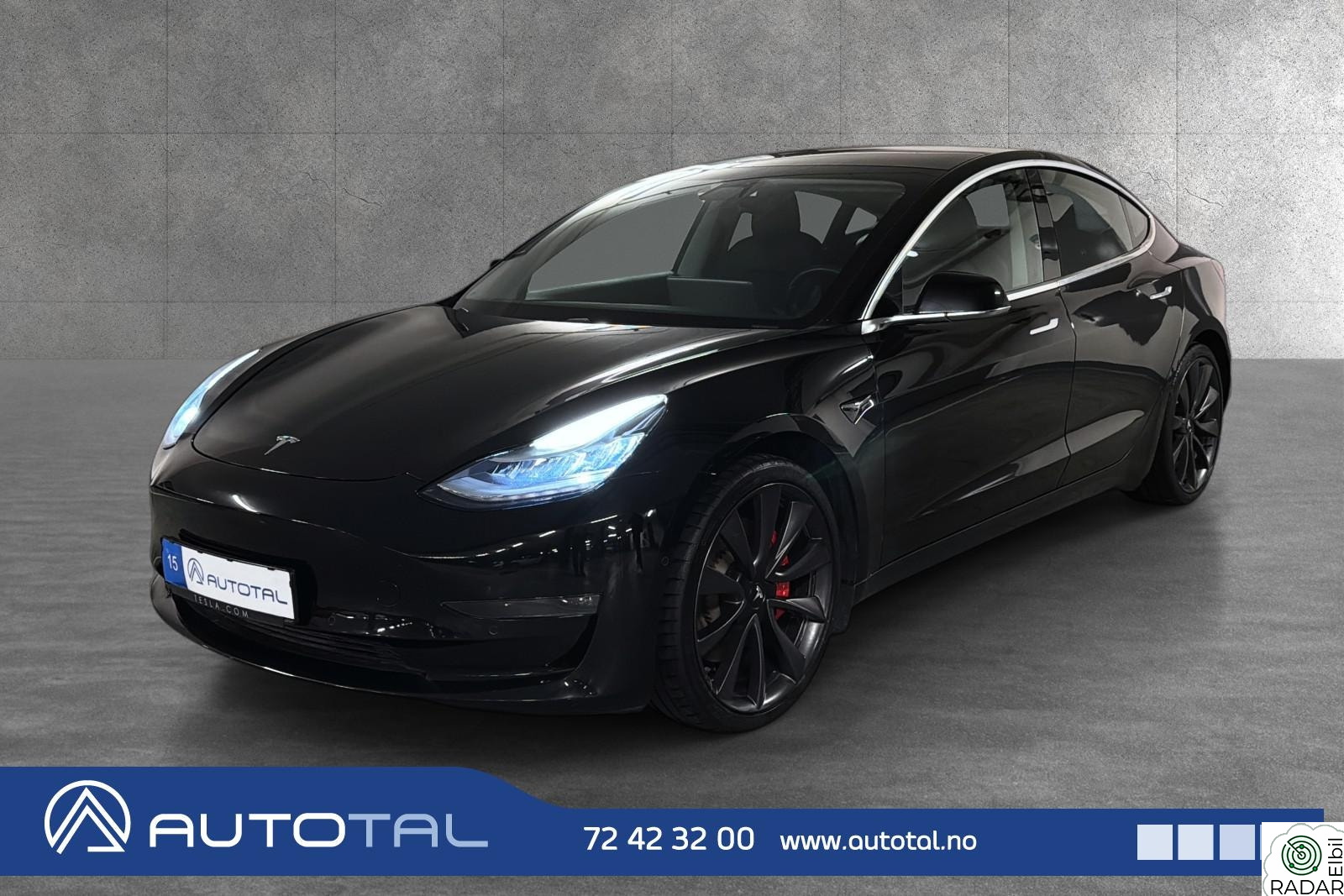 TESLA Model 3 Performance | AWD | Lav km | 530 WLTP | Pano | Ny EU |