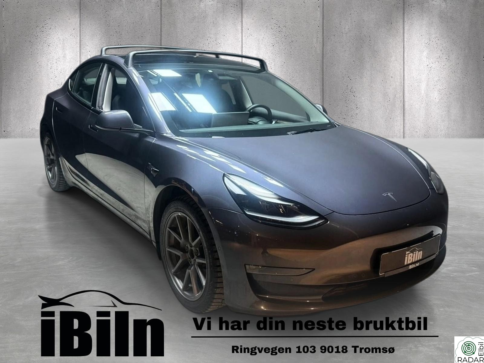 TESLA Model 3 Long range 580 km, Krok, Sort Skinn, kamera+