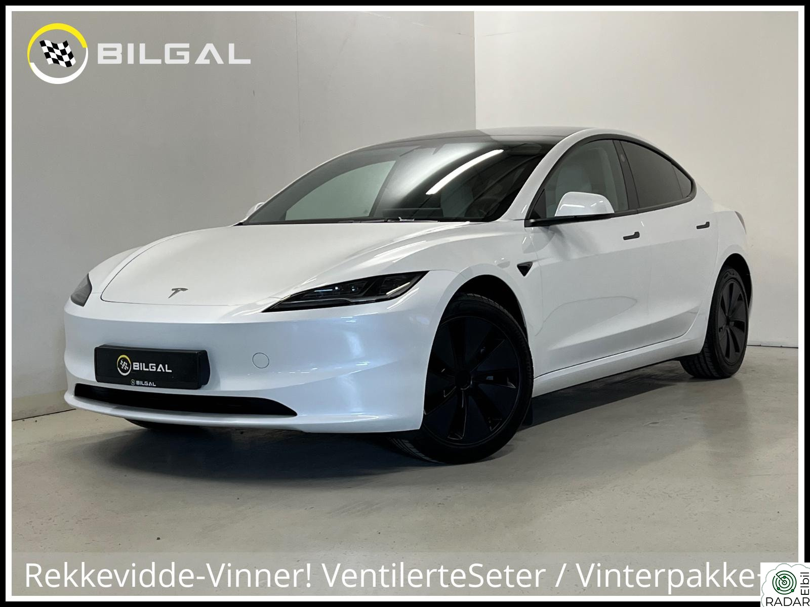 TESLA Model 3 LongRange 320HK SortOptikk UltraWhite-Skinn 702KM!