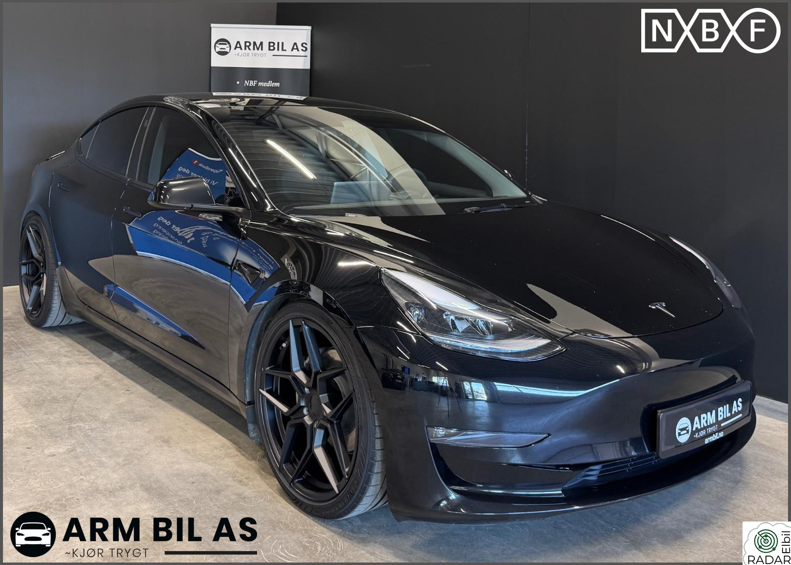 TESLA Model 3 AWD, LR, 602 WLTP, Senkesett, mørke ruter, skinn++