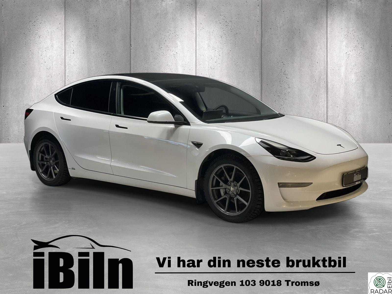TESLA Model 3 Long Range 580 km, Skinn, Piggdekk, Kamera, Sort skinn+