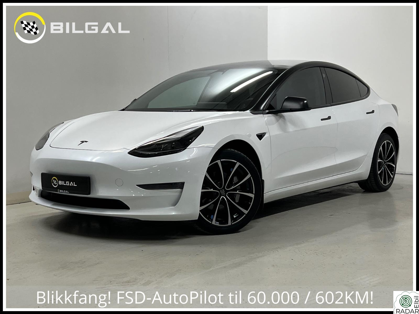 TESLA Model 3 LongRange 498HK 4x4 SortOptikk FullSelvKjøring-FSD