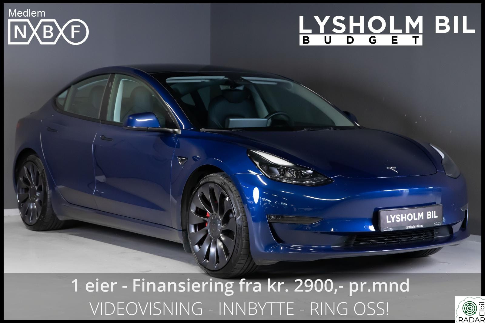 TESLA Model 3 Performance/Premium/Skinn/Autopilot/Fabrikkgaranti