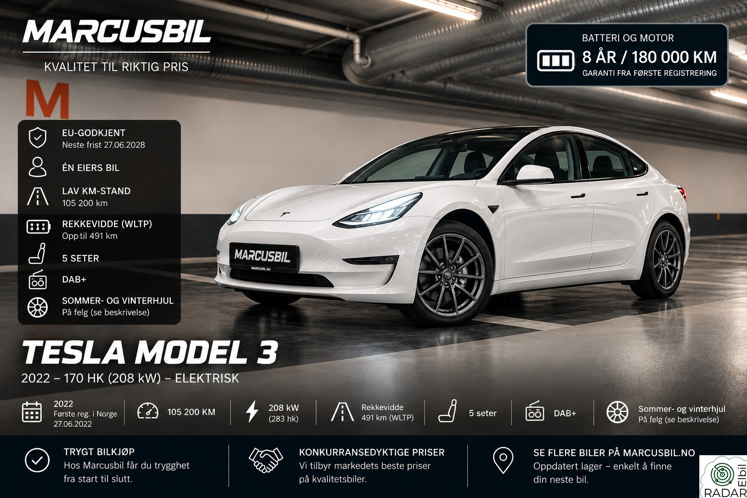 TESLA Model 3 Model 3 SR RWD | 1 EIER | 491KM | EU 2028 | AUTOPILOT