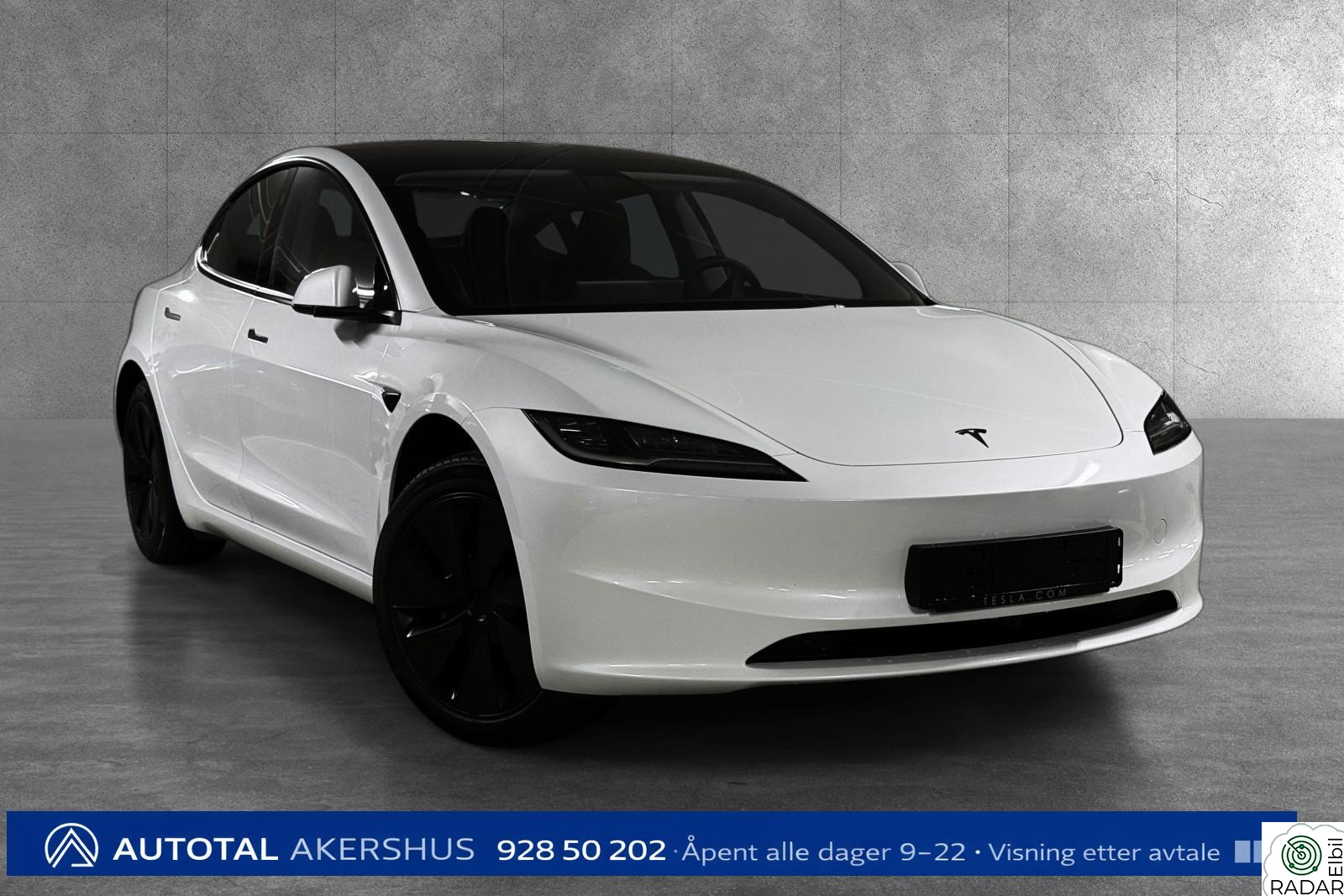 TESLA Model 3 520km rekkevidde | Skinn | AP | Krok | Nybilgaranti