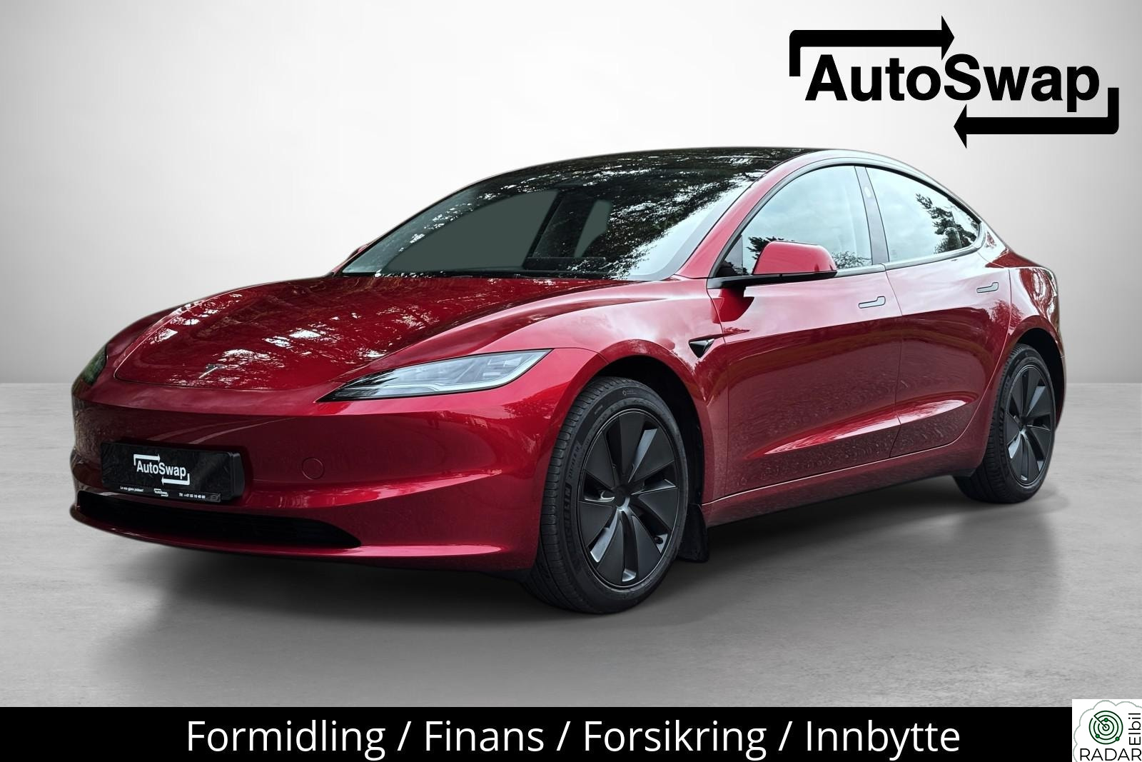 TESLA Model 3 SR Highland RWD Facelift. 513km (WLTP) Ultra Rød S+V
