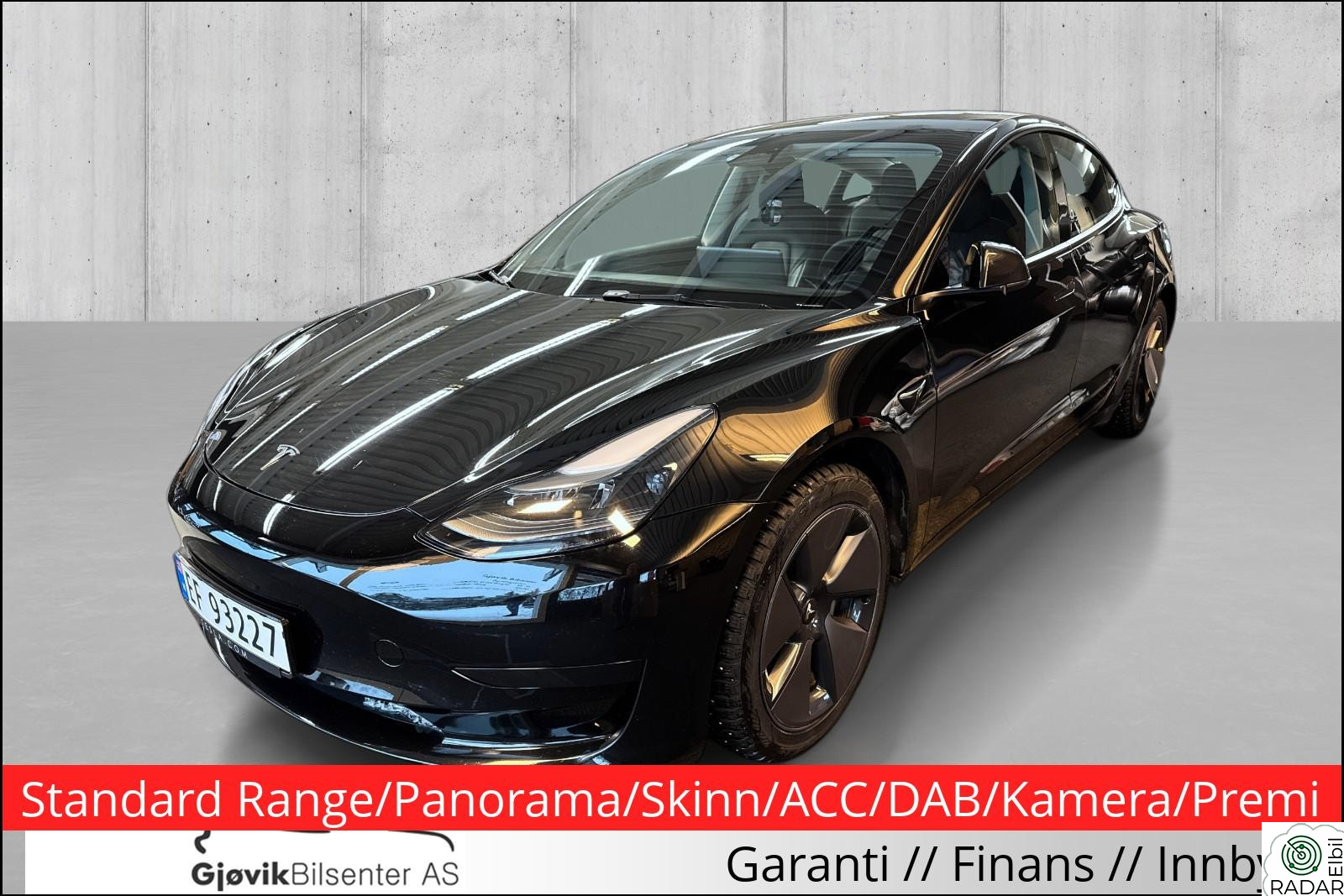 TESLA Model 3 Standard Range/Panorama/Skinn/ACC/DAB/Kamera/Premium